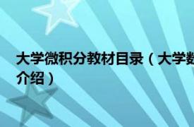 大学微积分教材目录（大学数学系列教材：微积分相关内容简介介绍）