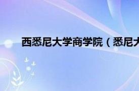 西悉尼大学商学院（悉尼大学商学院相关内容简介介绍）