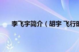 李飞宇简介（胡宇 飞行时空歌手相关内容简介介绍）