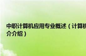 中职计算机应用专业概述（计算机应用 中国中等职业教育专业相关内容简介介绍）