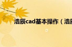 浩辰cad基本操作（浩辰CAD相关内容简介介绍）