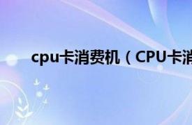 cpu卡消费机（CPU卡消费系统相关内容简介介绍）