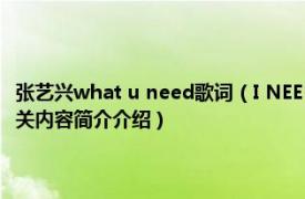 张艺兴what u need歌词（I NEED U 歌手张艺兴第二张个人专辑先行曲相关内容简介介绍）