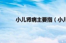 小儿肾病主要指（小儿肾病相关内容简介介绍）