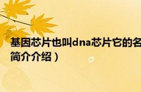 基因芯片也叫dna芯片它的名字借鉴了（DNA芯片技术相关内容简介介绍）