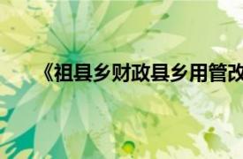 《祖县乡财政县乡用管改革办法试行》相关内容简介