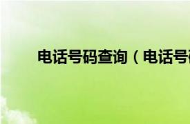 电话号码查询（电话号码查询相关内容简介介绍）