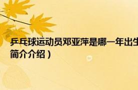 乒乓球运动员邓亚萍是哪一年出生的（邓亚萍 中国乒乓球运动员相关内容简介介绍）