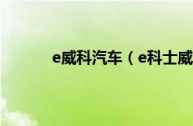 e威科汽车（e科士威公司相关内容简介介绍）