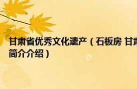 甘肃省优秀文化遗产（石板房 甘肃省县 市、区级非物质文化遗产相关内容简介介绍）