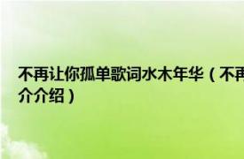 不再让你孤单歌词水木年华（不再让你孤单 水木年华演唱歌曲相关内容简介介绍）