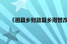 《祖县乡财政县乡用管改革办法试行》相关内容简介