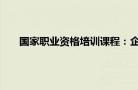 国家职业资格培训课程：企业信息管理人员基础知识简介