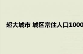 超大城市 城区常住人口1000万以上的城市相关内容简介介绍