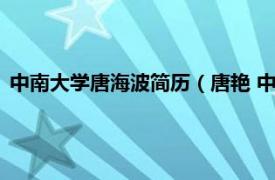 中南大学唐海波简历（唐艳 中南大学副教授相关内容简介介绍）