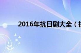 2016年抗日剧大全（抗日剧相关内容简介介绍）