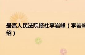 最高人民法院报社李岩峰（李岩峰 人民法院报社副总编辑相关内容简介介绍）