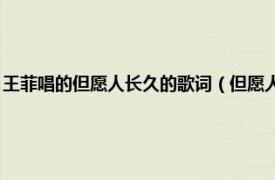 王菲唱的但愿人长久的歌词（但愿人长久 王菲演唱歌曲相关内容简介介绍）