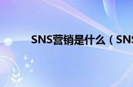 SNS营销是什么（SNS营销相关内容简介介绍）