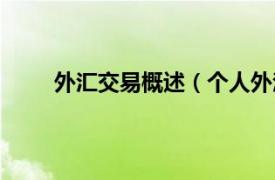 外汇交易概述（个人外汇交易相关内容简介介绍）