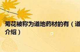 菊花被称为道地药材的有（道地药材第6部分：怀菊相关内容简介介绍）