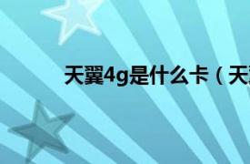 天翼4g是什么卡（天翼4g相关内容简介介绍）