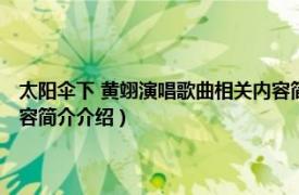 太阳伞下 黄翊演唱歌曲相关内容简介介绍（太阳伞下 黄翊演唱歌曲相关内容简介介绍）