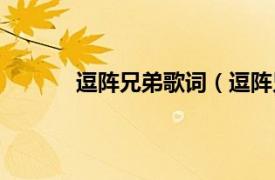 逗阵兄弟歌词（逗阵兄弟相关内容简介介绍）