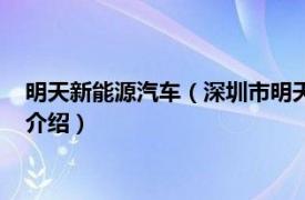 明天新能源汽车（深圳市明天新能源科技有限公司相关内容简介介绍）