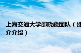 上海交通大学邵晓巍团队（邵晓峰 上海交通大学教授相关内容简介介绍）