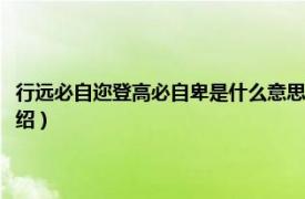 行远必自迩登高必自卑是什么意思（登高必自卑行远必自迩相关内容简介介绍）