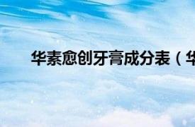 华素愈创牙膏成分表（华素牙膏相关内容简介介绍）