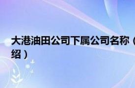 大港油田公司下属公司名称（大港油田集团公司相关内容简介介绍）