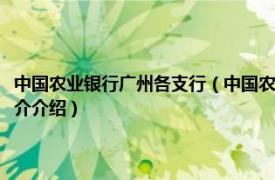 中国农业银行广州各支行（中国农业银行股份有限公司广州分行相关内容简介介绍）