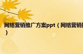 网络营销推广方案ppt（网络营销推广方案 策划营销方案相关内容简介介绍）