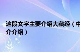 这段文字主要介绍大藏经（中华大藏经：汉文部分38相关内容简介介绍）