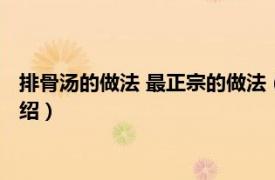 排骨汤的做法 最正宗的做法（排骨汤的做法大全相关内容简介介绍）