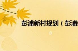 彭浦新村规划（彭浦新村相关内容简介介绍）