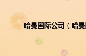 哈曼国际公司（哈曼国际相关内容简介介绍）