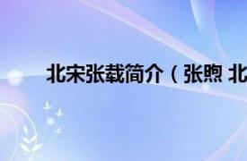 北宋张载简介（张煦 北宋将领相关内容简介介绍）