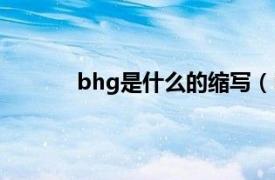 bhg是什么的缩写（Bhg相关内容简介介绍）