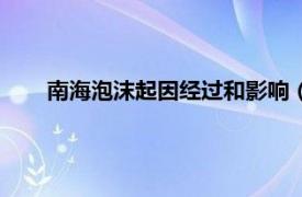 南海泡沫起因经过和影响（南海泡沫相关内容简介介绍）