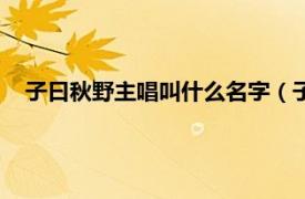 子曰秋野主唱叫什么名字（子曰秋野乐队相关内容简介介绍）