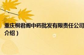 重庆桐君阁中药批发有限责任公司（重庆桐君阁股份有限公司相关内容简介介绍）