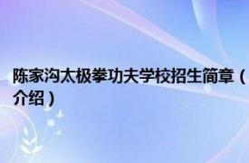 陈家沟太极拳功夫学校招生简章（河南陈家沟太极拳功夫学校相关内容简介介绍）