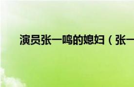 演员张一鸣的媳妇（张一鸣 演员相关内容简介介绍）