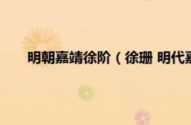 明朝嘉靖徐阶（徐珊 明代嘉靖朝官员相关内容简介介绍）