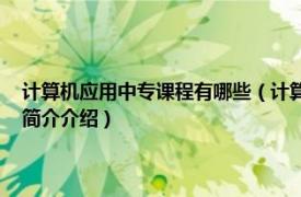 计算机应用中专课程有哪些（计算机应用 中国中等职业教育专业相关内容简介介绍）