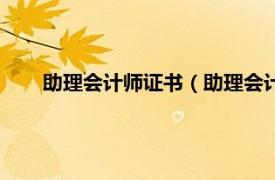 助理会计师证书（助理会计师资格证相关内容简介介绍）