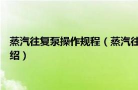 蒸汽往复泵操作规程（蒸汽往复泵 中国国家标准相关内容简介介绍）